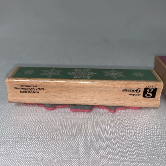 NWOT Snowman Snowflake Stamp Set 2 Wood Mount Winter Scrapbooking Card Crafting - Picture 4 of 7